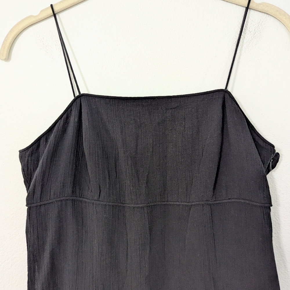 Vintage Express Babydoll Gauzy Midi Dress Square Neck Tiered Black Medium M - Picture 4 of 9